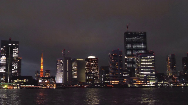 城市中摩天大楼的夜景视频素材