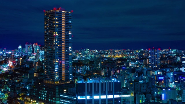 东京城市夜景的时间流逝，长镜头视频素材