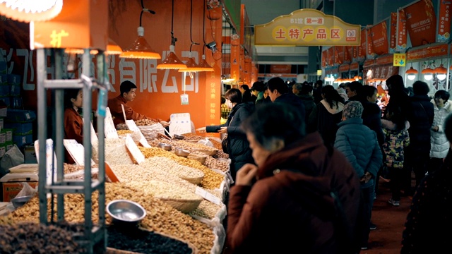 中国西安春节商品市场。视频素材