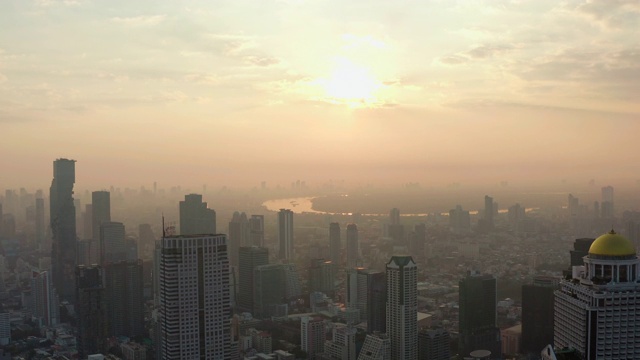 鸟瞰图曼谷城市日出视频素材