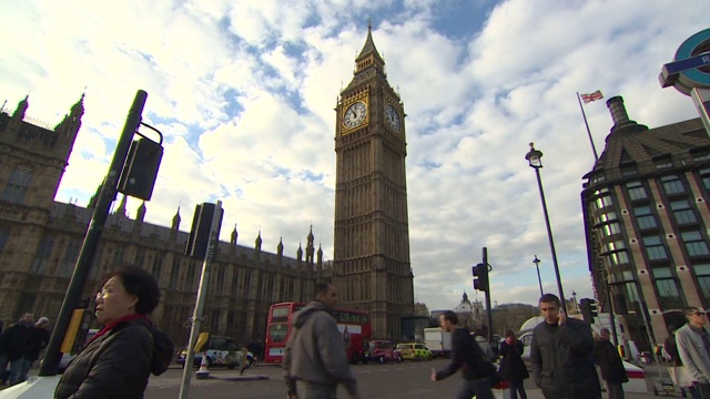 英国议会大厦外的街景视频素材