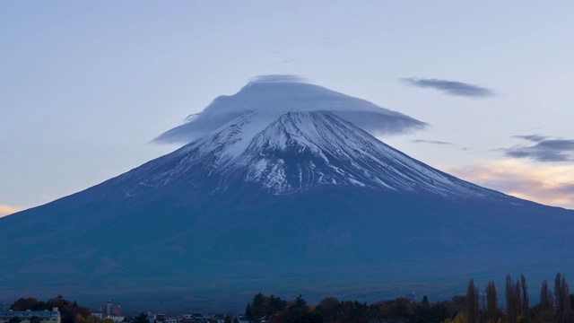 4k时间流逝:日本川口千子湖富士山的日落视频素材