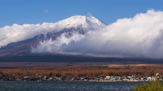 4k日本山中湖富士山的时间流逝视频素材