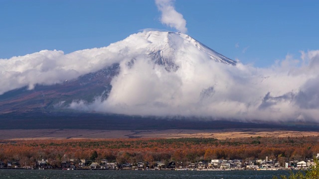 4k日本山中湖富士山的时间流逝视频素材