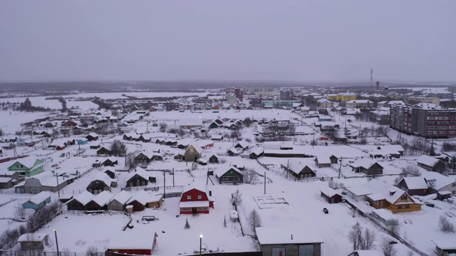 深雪村冬季鸟瞰图视频素材