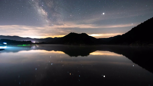 韩国庆尚北道清松郡湖的夜空景色视频素材