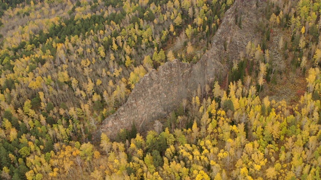 西伯利亚自然保护区秋季山地景观Stolby。视频素材