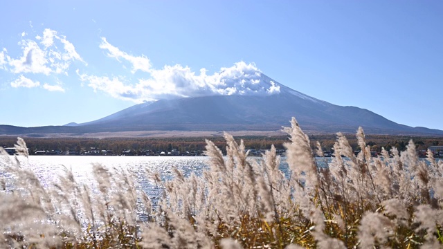 日本山梨县山中湖富士山的4K镜头视频素材