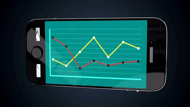 智能手机与线图与轴线。增长图表业务概念。你的演示动画。视频素材