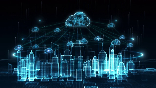 数字城市、数字网络、数字数据网络云计算连接概念视频素材