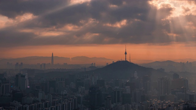 韩国日出时首尔的时光流逝视频素材