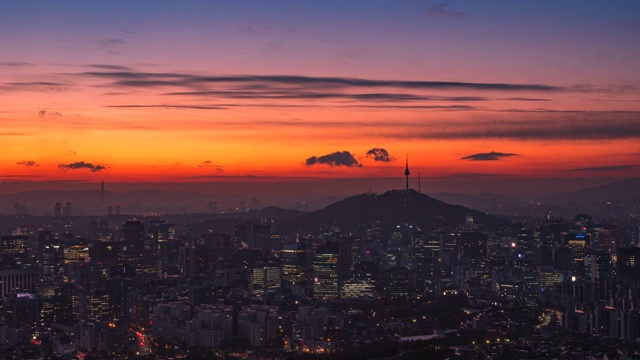 韩国日出时首尔的时光流逝视频素材