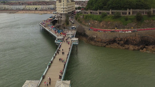 Llandudno码头，Llandudno威尔士无人机视频Llandudno海滩视频下载