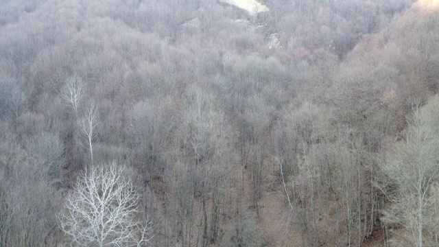 无人机拍摄的乡村地区有山丘和枯死的植被在秋天的白天视频下载