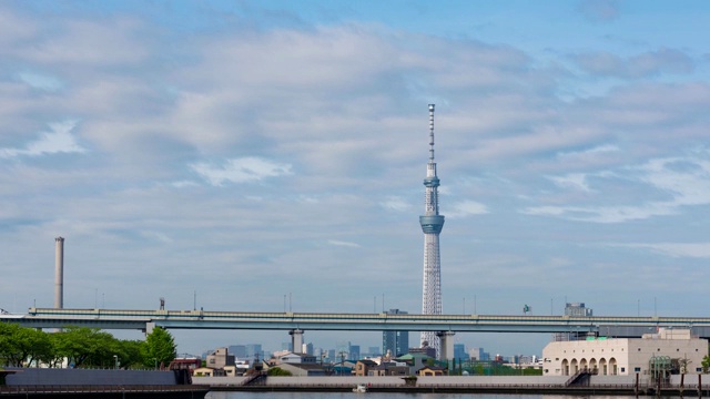 东京天空树时间流逝的东京城市景观，日本视频素材