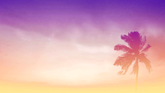 运动设计的黄昏天空剪影沙滩椰子树在无缝循环动画背景视频素材