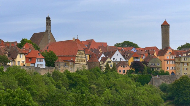 城市景观在Rothenburg ob der Tauber，德国视频素材