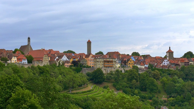 城市景观在Rothenburg ob der Tauber，德国视频素材