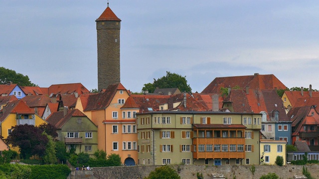 城市景观在Rothenburg ob der Tauber，德国视频素材