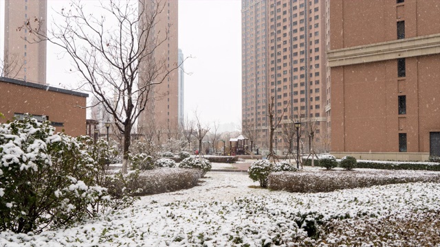 住宅区积雪的时间间隔视频素材