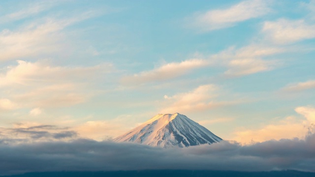 延时:航拍富士山日出川口湖黎明视频素材