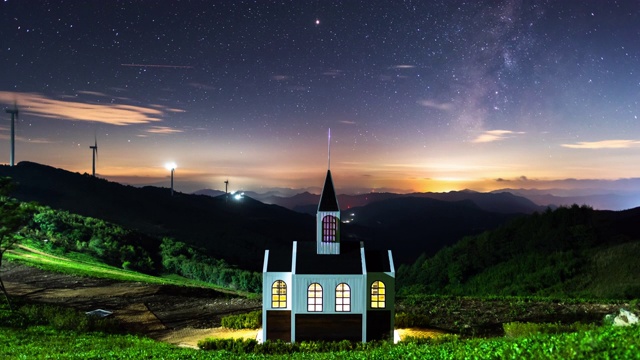 天山夜景/平昌郡，江原道，韩国视频素材