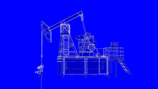 一个工作的抽油机的动画外观视频素材