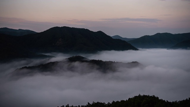 韩国庆尚北道奉花郡山/奉花郡上空的云海视频素材