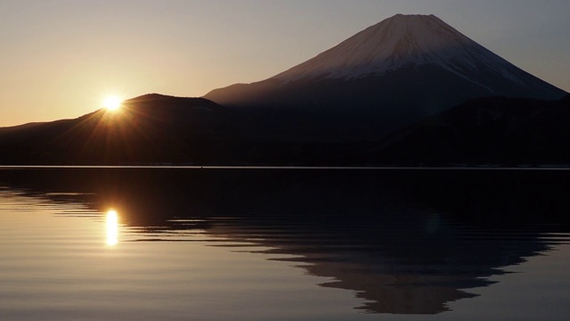 富士山和元津湖的日出视频下载