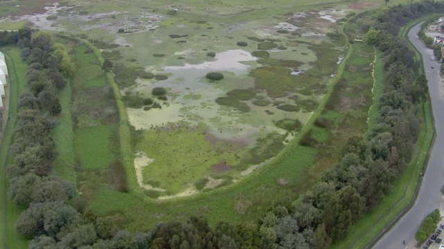 哥伦比亚波哥大的Meandro del Say湿地鸟瞰图视频素材