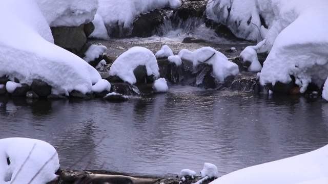 小瀑布流过雪视频下载