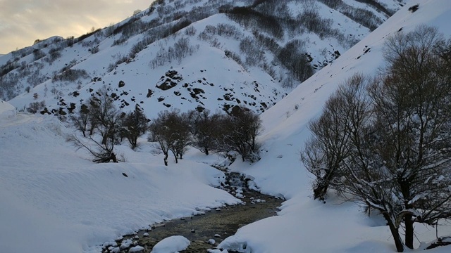 小瀑布流过雪视频下载