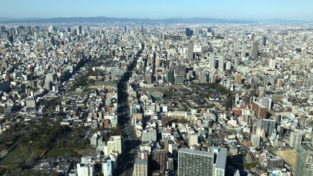 日本大阪市鸟瞰图。视频素材