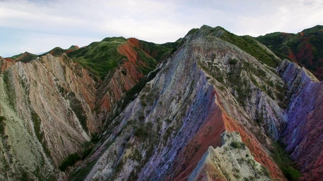 中国新疆天山丹霞地貌鸟瞰图。视频素材