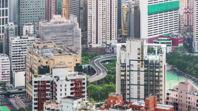 时间流逝的香港城市景观与公路交通视频素材