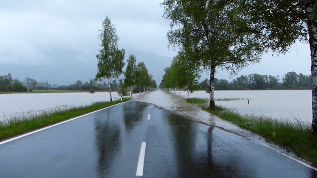 雨水淹没道路视频素材