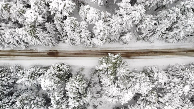 冬季道路鸟瞰图视频素材