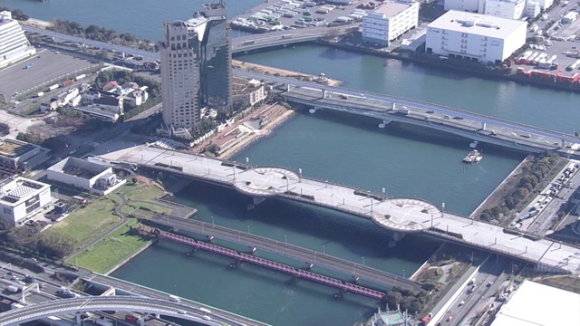 日本东京，幽野大桥，空中摄影视频素材