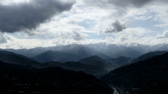 山村和多云的天空(建立镜头)视频素材