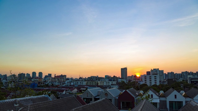 曼谷城市风景日落美丽的天空视频素材