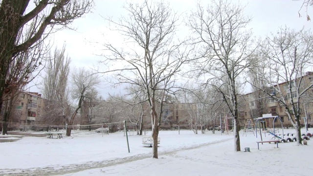 雪花飘落在院子里视频素材