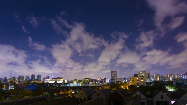 曼谷夜景延时美丽的云天空视频下载