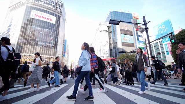 高峰时间，4K涉谷十字路口人行横道，东京视频购买