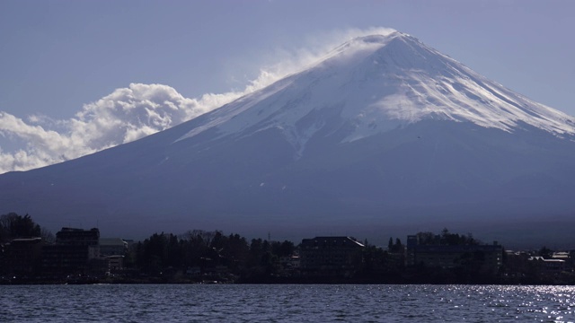 从湖上看富士山的时间流逝视频下载