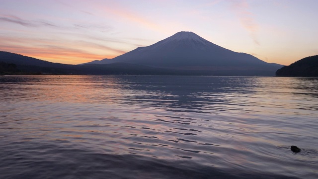 日落时富士山上的山中湖视频素材