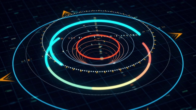 未来与创新的理念。动画。在暗背景上使用数字的圆形图形的抽象动画视频素材
