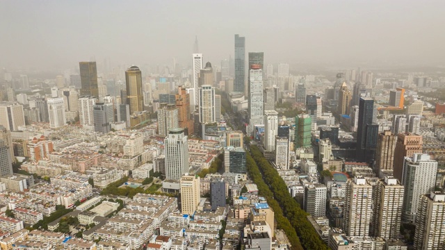 白天时间南京市中心城区交通街道航拍时间推移全景4k中国视频素材