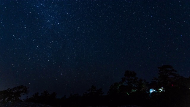 在泰国Mae Hong Son的淮南党国家公园，星星在夜空中移动的时间间隔视频素材