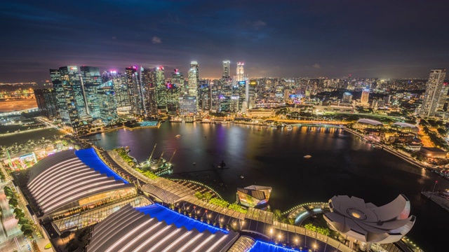 新加坡市中心湾区，Timelapse/4K/新加坡视频素材