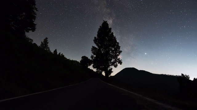 夜空与树/阳阳枪，庆尚北道，韩国视频素材